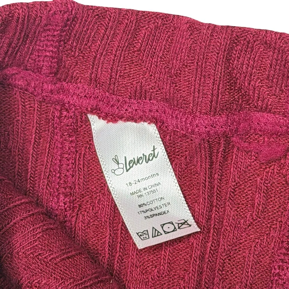 Leveret Maroon Girls Cable Knit Tights